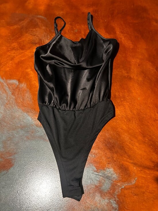 Tops - Black Satin Bodysuit | Sleek & Sexy | Dressy Staple
